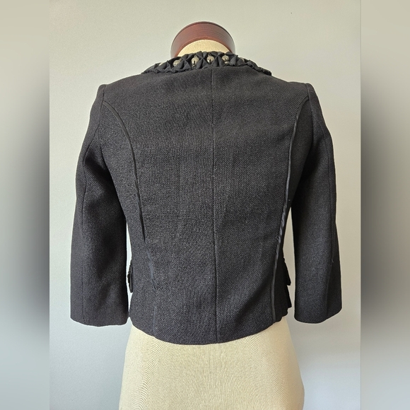 Elisabetta Franchi Italy Black Cropped Silk Lined Blazer Jacket. Size 42/ Sm-m - Picture 7 of 14